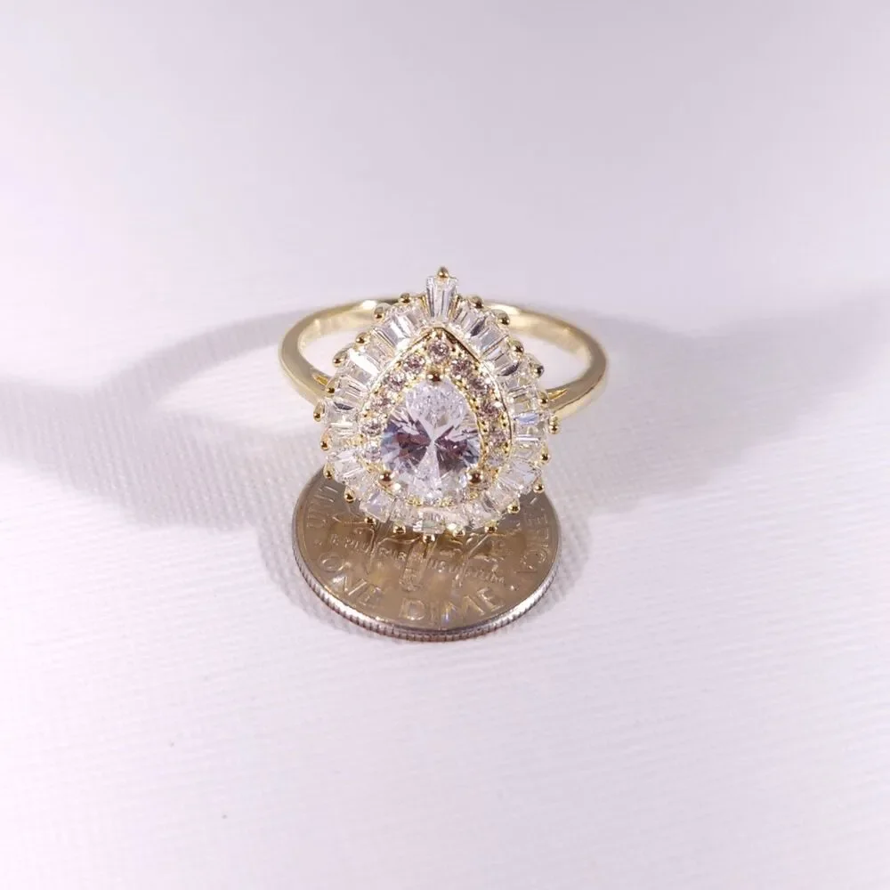 Simulated Diamond CZ Ring 14k over Sterling Silver Size 10